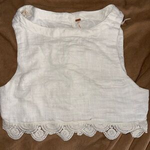 Free People Crochet-Hem Sleeveless Crop Top